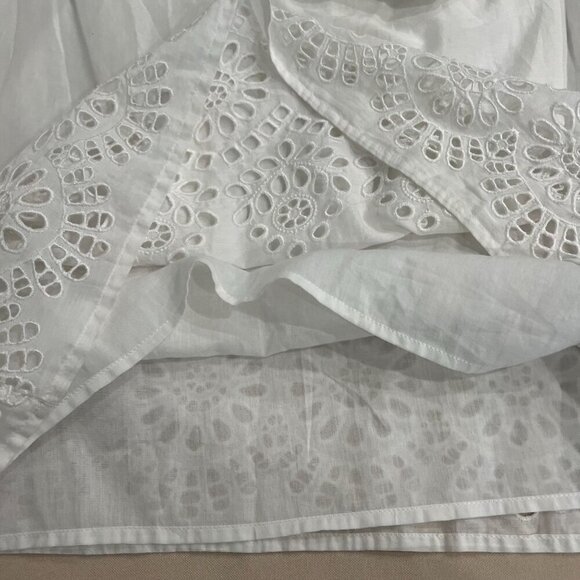 Anthropologie White Cotton Eyelet Lantern Sleeve Off-Shoulder Boho Dress Sz 12 - Picture 15 of 16
